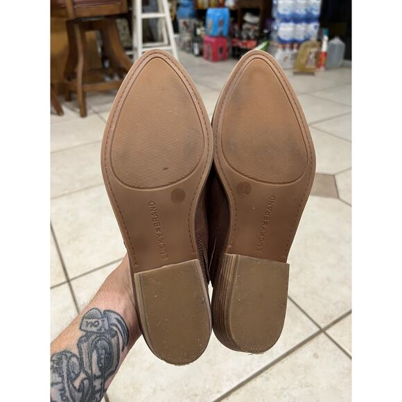 Lucky Brand Brown Leather Maizin Low Block Heel Mule Sz 7.5 - Picture 7 of 9